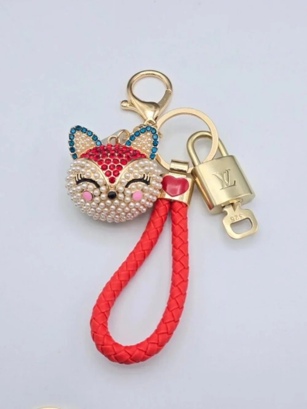 LV Gold Padlock 🔑 Authentic Louis Vuitton Charm + Unbranded Fox Head Keychain